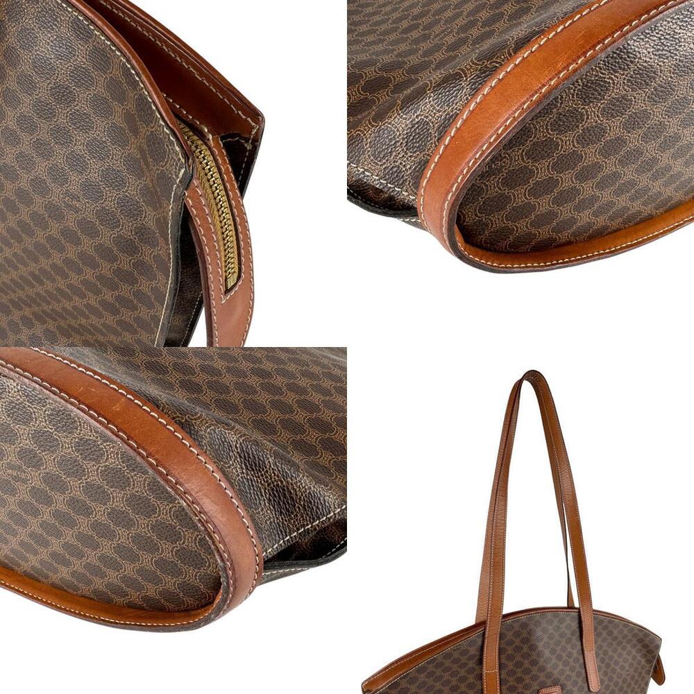 Celine Shoulder Bag Macadam Coated Canvas Leather Brown - Picture 4 of 4